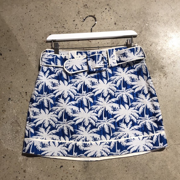 Alexis Lodi Blue and White Palm Jacquard Skirt - Picture 2 of 9